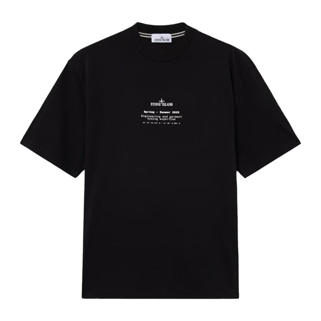 [Stone Island] Organic Cotton Jersey 'Stone' Print Garment Dyed T-ShirtT-ShirtStone IslandDPUS Designer OutletBlackS[Stone Island] Organic Cotton Jersey 'Stone' Print Garment Dyed T-Shirt