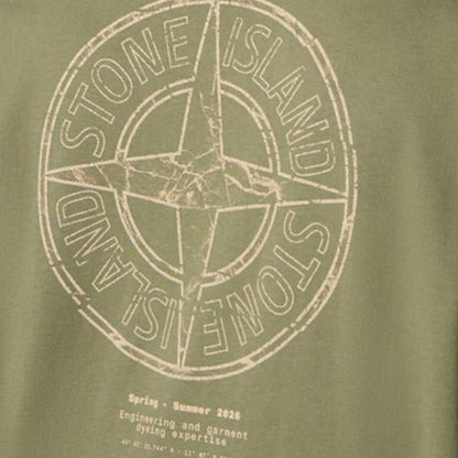 [Stone Island] Organic Cotton Jersey 'Stone' Print Garment Dyed T-ShirtT-ShirtStone IslandDPUS Designer OutletMilitary GreenS[Stone Island] Organic Cotton Jersey 'Stone' Print Garment Dyed T-Shirt
