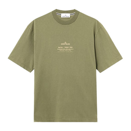 [Stone Island] Organic Cotton Jersey 'Stone' Print Garment Dyed T-ShirtT-ShirtStone IslandDPUS Designer OutletMilitary GreenS[Stone Island] Organic Cotton Jersey 'Stone' Print Garment Dyed T-Shirt