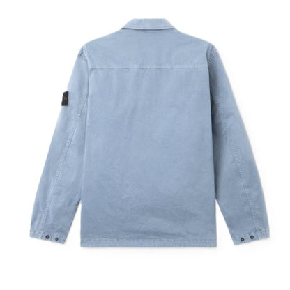 [Stone Island] Organic Cotton Stretch Broken Twill 'Old' Effect OvershirtOvershirtStone IslandDPUS Designer OutletAvio BlueS[Stone Island] Organic Cotton Stretch Broken Twill 'Old' Effect Overshirt