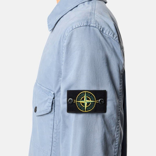 [Stone Island] Organic Cotton Stretch Broken Twill 'Old' Effect OvershirtOvershirtStone IslandDPUS Designer OutletAvio BlueS[Stone Island] Organic Cotton Stretch Broken Twill 'Old' Effect Overshirt