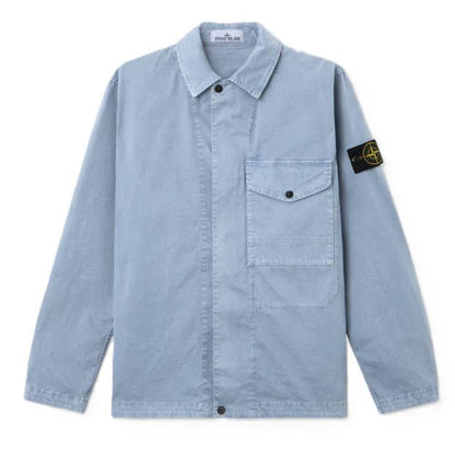 [Stone Island] Organic Cotton Stretch Broken Twill 'Old' Effect OvershirtOvershirtStone IslandDPUS Designer OutletAvio BlueS[Stone Island] Organic Cotton Stretch Broken Twill 'Old' Effect Overshirt