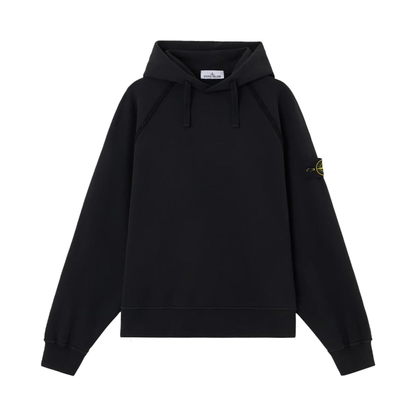 Stone Island Oversized Raglan Sleeve Hooded Sweatshirt in Black