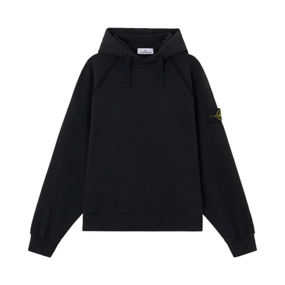 Stone Island Oversized Raglan Sleeve Hooded Sweatshirt in Black