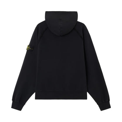 Stone Island Oversized Raglan Sleeve Hooded Sweatshirt in Black