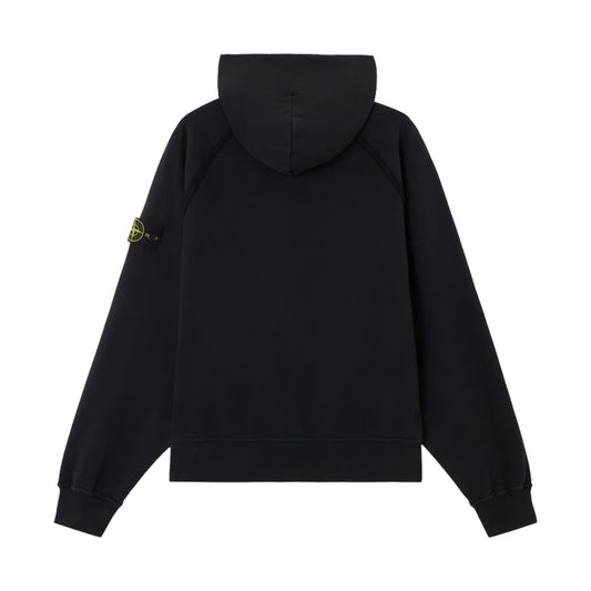 Stone Island Oversized Raglan Sleeve Hooded Sweatshirt in Black