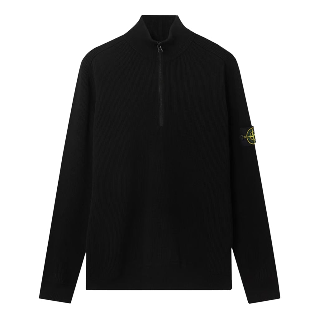 Stone Island Ribbed Soft Cotton Half - Zip JumperKnitwearStone IslandDPUS Designer OutletBlackSStone Island Ribbed Soft Cotton Half - Zip Jumper