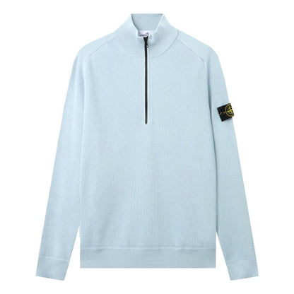 Stone Island Ribbed Soft Cotton Half - Zip JumperKnitwearStone IslandDPUS Designer OutletSky BlueSStone Island Ribbed Soft Cotton Half - Zip Jumper