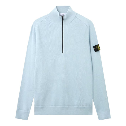 Stone Island Ribbed Soft Cotton Half - Zip JumperKnitwearStone IslandDPUS Designer OutletSky BlueSStone Island Ribbed Soft Cotton Half - Zip Jumper