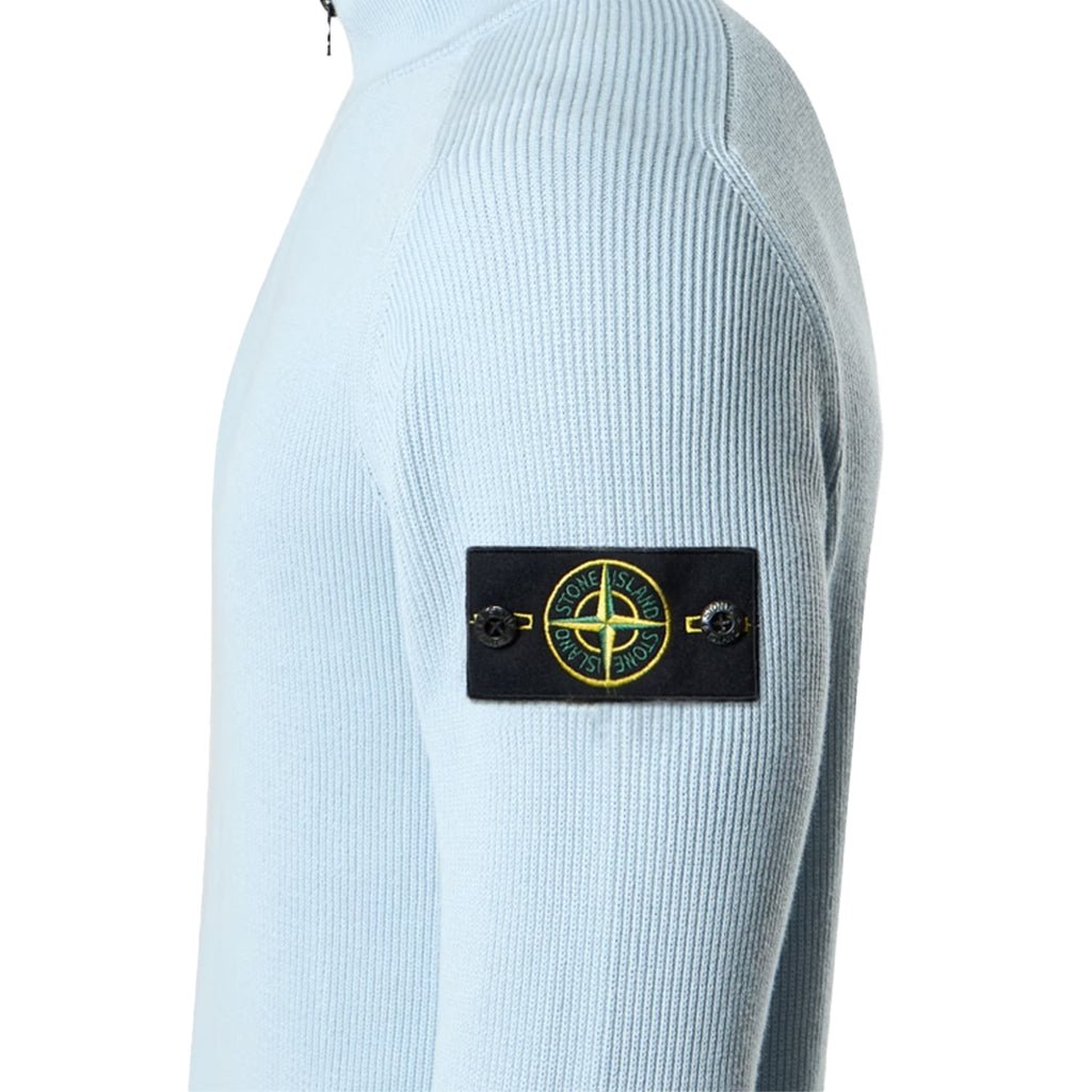 Stone Island Ribbed Soft Cotton Half - Zip JumperKnitwearStone IslandDPUS Designer OutletSky BlueSStone Island Ribbed Soft Cotton Half - Zip Jumper