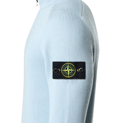 Stone Island Ribbed Soft Cotton Half - Zip JumperKnitwearStone IslandDPUS Designer OutletSky BlueSStone Island Ribbed Soft Cotton Half - Zip Jumper