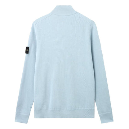 Stone Island Ribbed Soft Cotton Half - Zip JumperKnitwearStone IslandDPUS Designer OutletSky BlueSStone Island Ribbed Soft Cotton Half - Zip Jumper