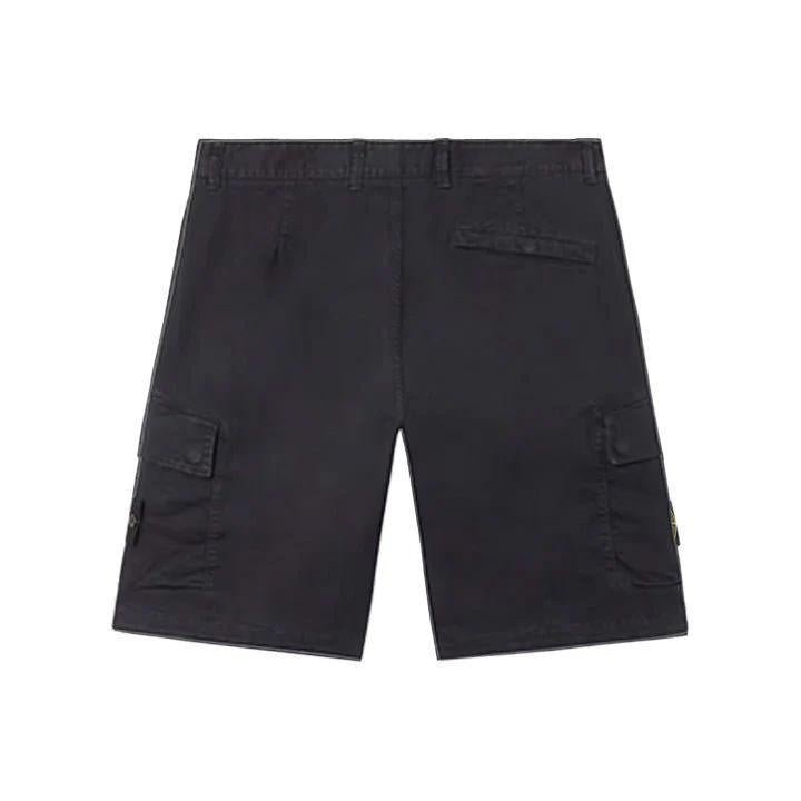 Stone Island Stretch Cotton "Old" Effect Cargo Bermuda in Navy