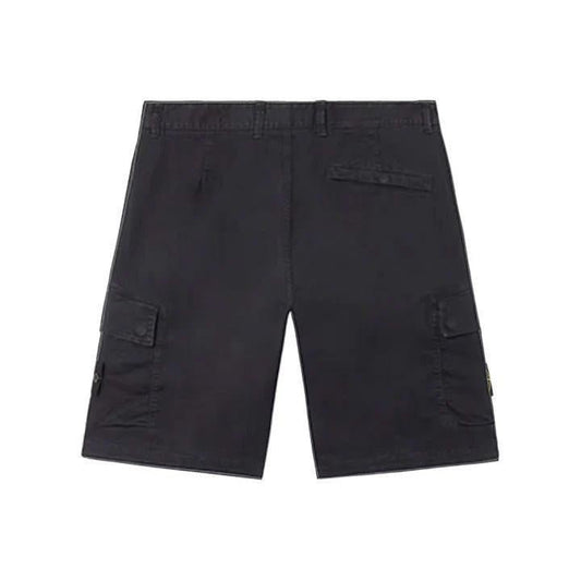 Stone Island Stretch Cotton "Old" Effect Cargo Bermuda in Navy