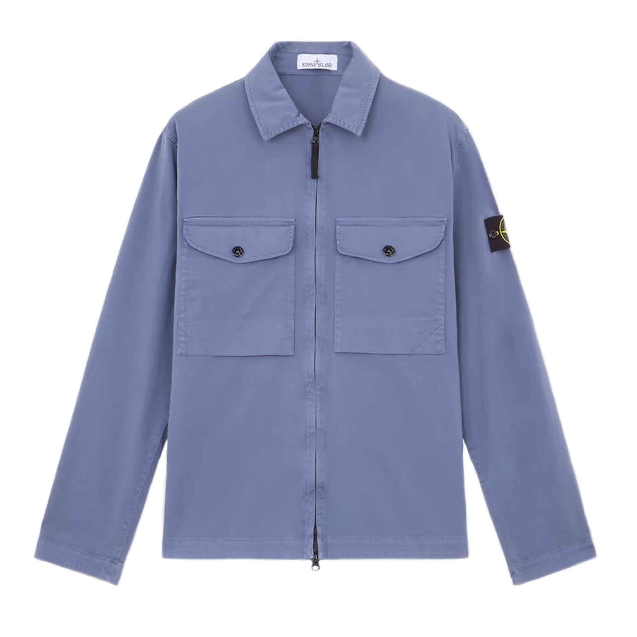 Stone Island Stretch Cotton Overshirt in Mid BlueOvershirtStone IslandDPUS8056246117202SStone Island Stretch Cotton Overshirt in Mid Blue