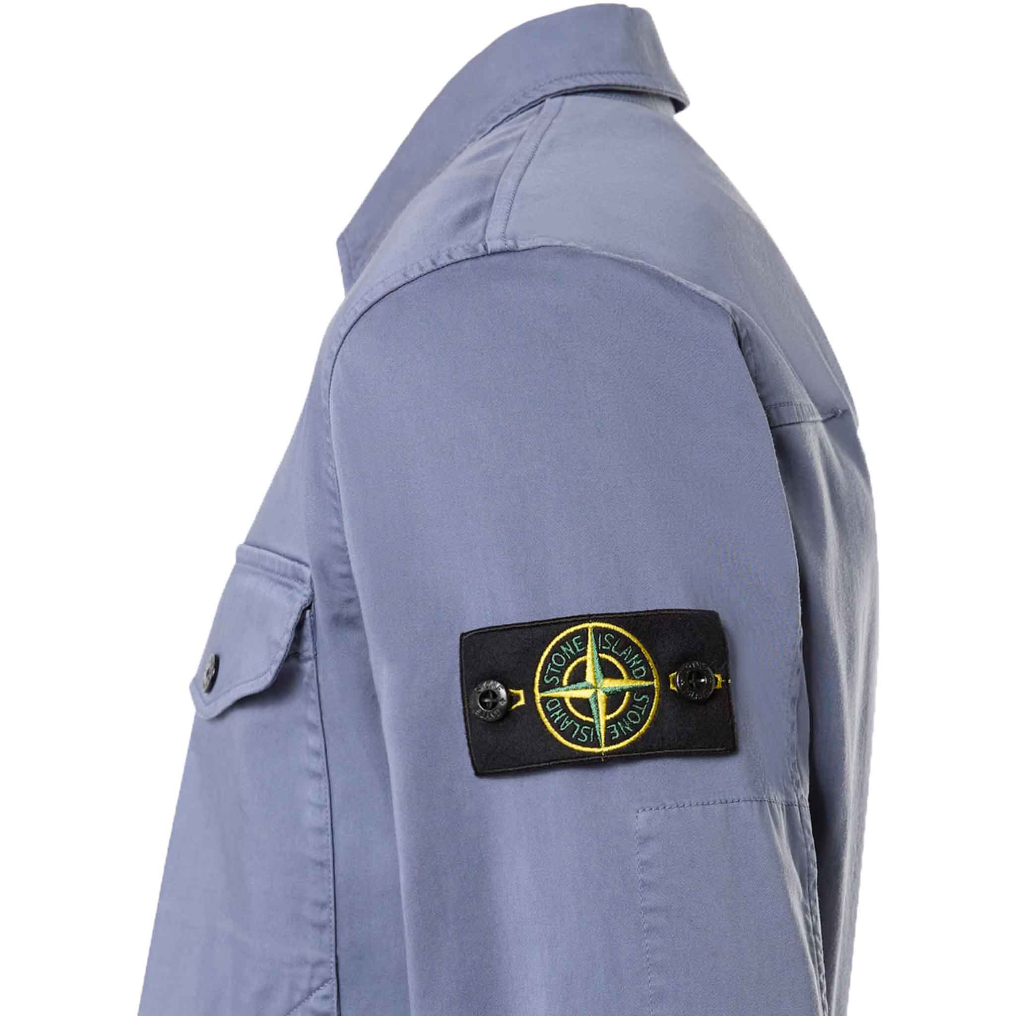 Stone Island Stretch Cotton Overshirt in Mid BlueOvershirtStone IslandDPUS8056246117202SStone Island Stretch Cotton Overshirt in Mid Blue