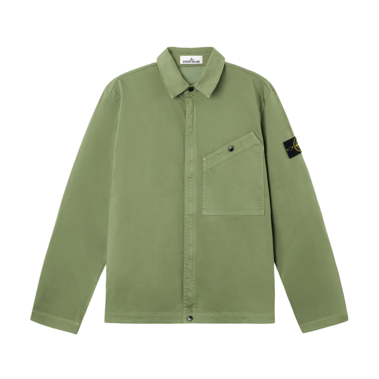 Stone Island Stretch Cotton Satin Overshirt in Sage GreenOvershirtStone IslandDPUS Designer Outlet8053813485245SStone Island Stretch Cotton Satin Overshirt in Sage Green