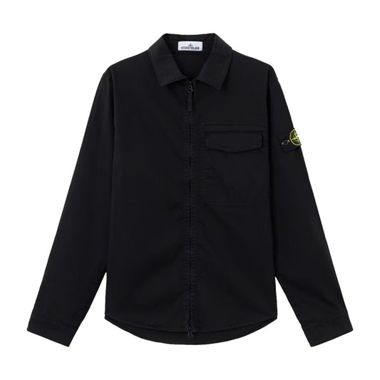 [Stone Island] Stretch Organic Cotton Satin OvershirtOvershirtStone IslandDPUS Designer OutletBlackS[Stone Island] Stretch Organic Cotton Satin Overshirt