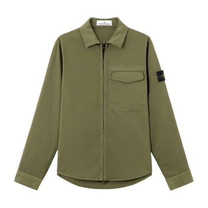 [Stone Island] Stretch Organic Cotton Satin OvershirtOvershirtStone IslandDPUS Designer OutletMilitary GreenS[Stone Island] Stretch Organic Cotton Satin Overshirt