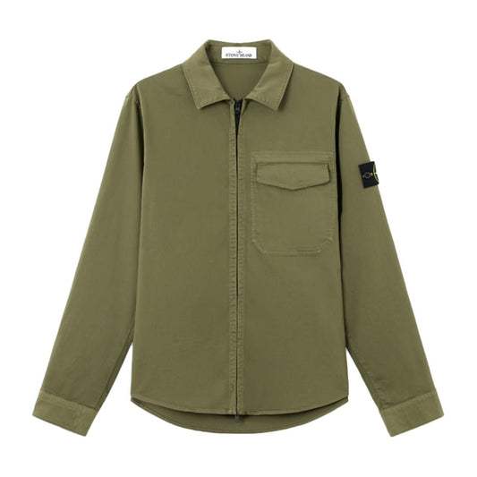 [Stone Island] Stretch Organic Cotton Satin OvershirtOvershirtStone IslandDPUS Designer OutletMilitary GreenS[Stone Island] Stretch Organic Cotton Satin Overshirt