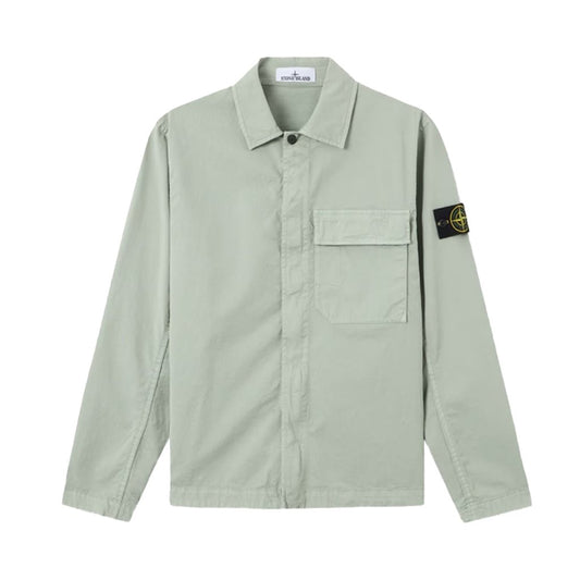 [Stone Island] Stretch Organic Cotton Twill Garment Dyed ShirtOvershirtStone IslandDPUS Designer OutletSage GreenS[Stone Island] Stretch Organic Cotton Twill Garment Dyed Shirt