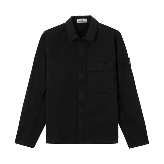 [Stone Island] Stretch Organic Cotton Twill Garment Dyed ShirtOvershirtStone IslandDPUS Designer OutletBlackS[Stone Island] Stretch Organic Cotton Twill Garment Dyed Shirt