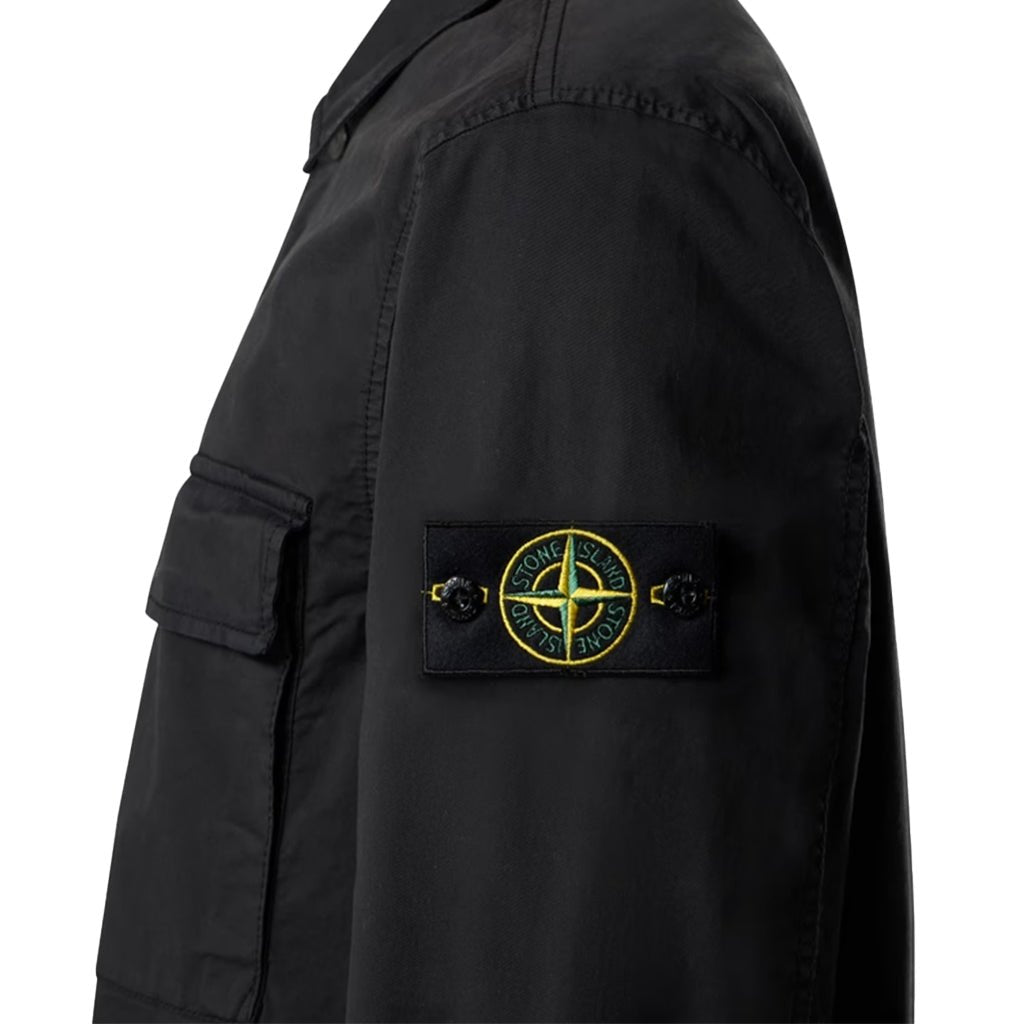[Stone Island] Stretch Organic Cotton Twill Garment Dyed ShirtOvershirtStone IslandDPUS Designer OutletBlackS[Stone Island] Stretch Organic Cotton Twill Garment Dyed Shirt