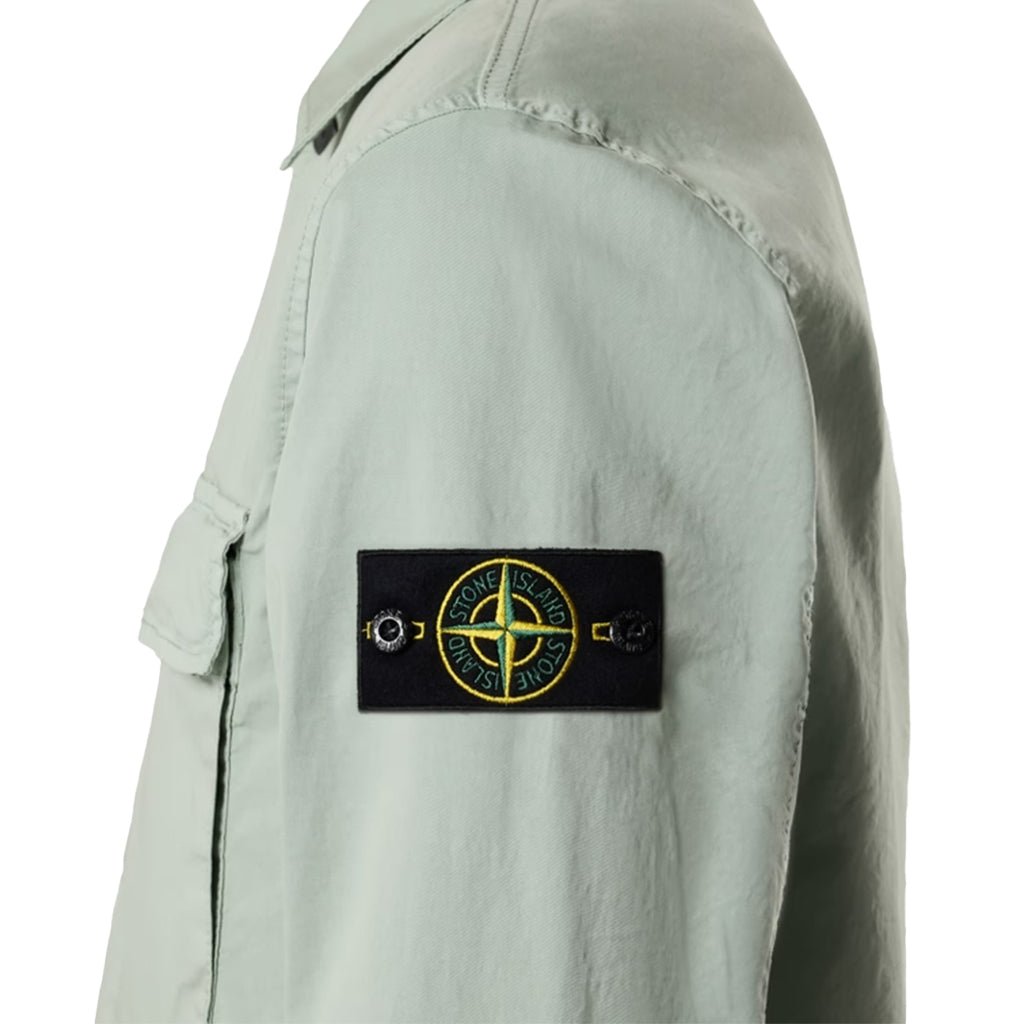 [Stone Island] Stretch Organic Cotton Twill Garment Dyed ShirtOvershirtStone IslandDPUS Designer OutletSage GreenS[Stone Island] Stretch Organic Cotton Twill Garment Dyed Shirt