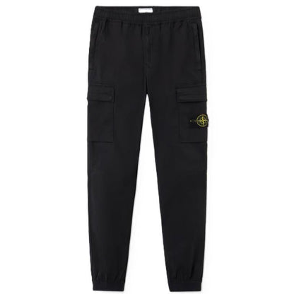 Stone Island Supima Cotton Cargo Trousers with Elasticated Cuffs in BlackTrousersStone IslandDPUS Designer Outlet805381346325028Stone Island Supima Cotton Cargo Trousers with Elasticated Cuffs in Black