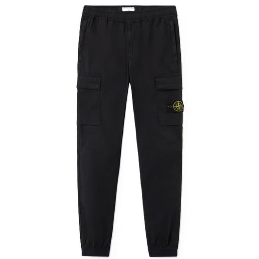 Stone Island Supima Cotton Cargo Trousers with Elasticated Cuffs in BlackTrousersStone IslandDPUS Designer Outlet805381346325028Stone Island Supima Cotton Cargo Trousers with Elasticated Cuffs in Black