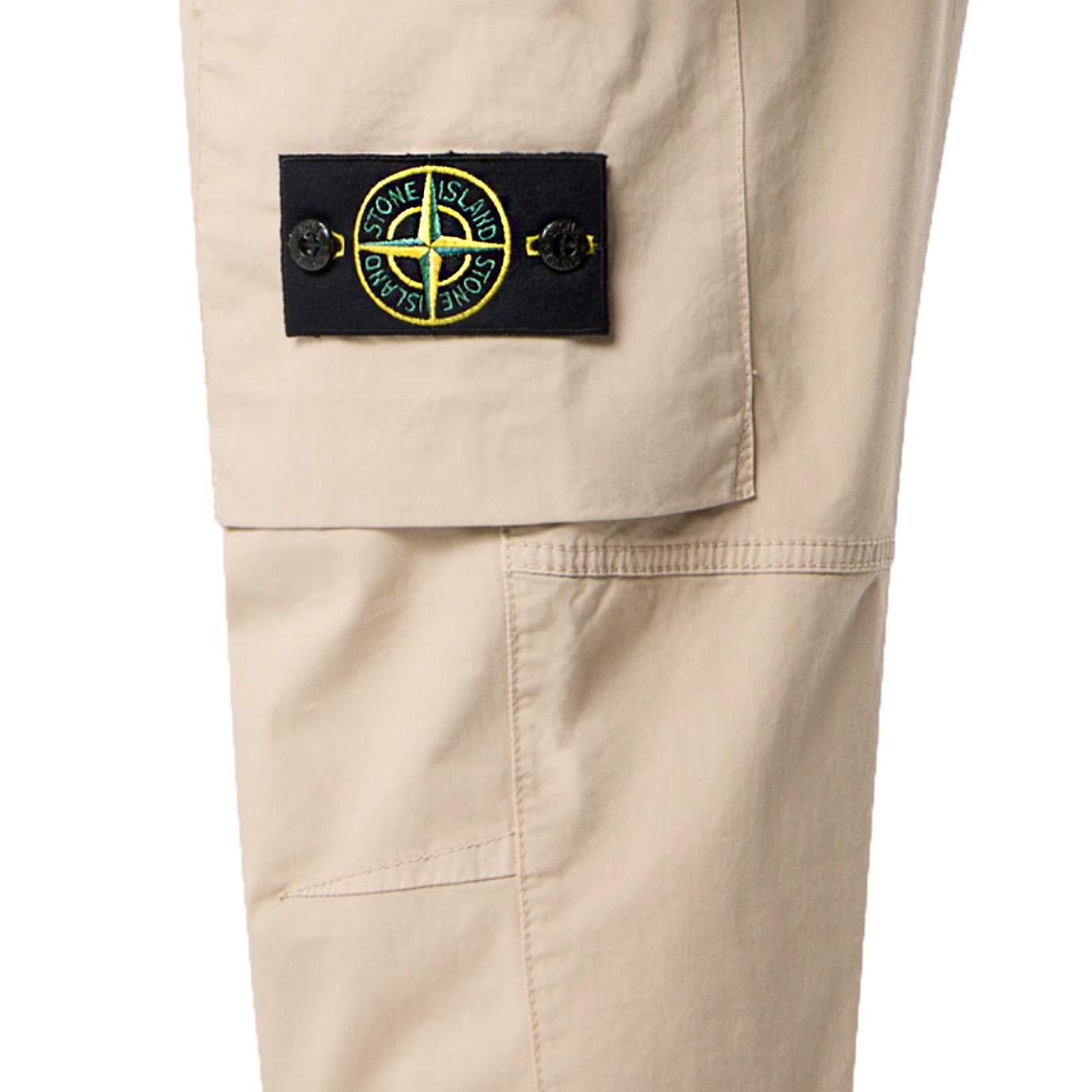 Stone Island Supima Cotton Cargo Trousers with Elasticated Cuffs in DessertTrousersStone IslandDPUS Designer Outlet805381343618628Stone Island Supima Cotton Cargo Trousers with Elasticated Cuffs in Dessert
