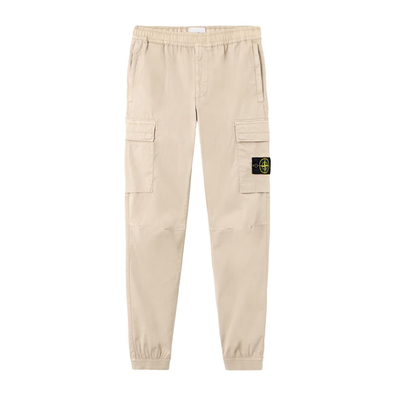 Stone Island Supima Cotton Cargo Trousers with Elasticated Cuffs in DessertTrousersStone IslandDPUS Designer Outlet805381343618628Stone Island Supima Cotton Cargo Trousers with Elasticated Cuffs in Dessert