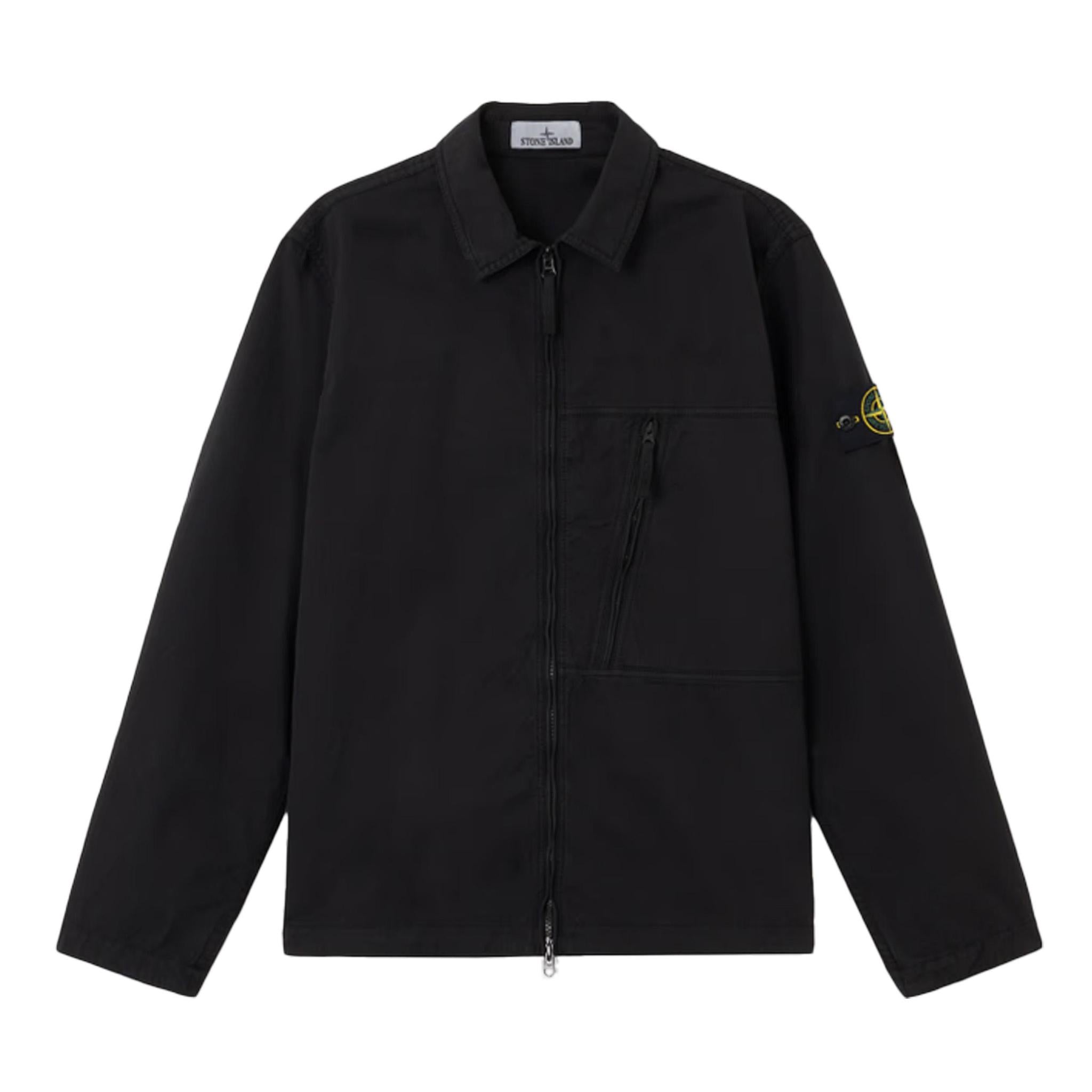 Stone Island Supima Cotton Twill Stretch Overshirt in Black