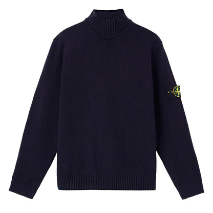 Stone Island Turtleneck Knit with Ribbed Trims in NavyKnitwearStone IslandDPUS Designer Outlet8053813460204SStone Island Turtleneck Knit with Ribbed Trims in Navy