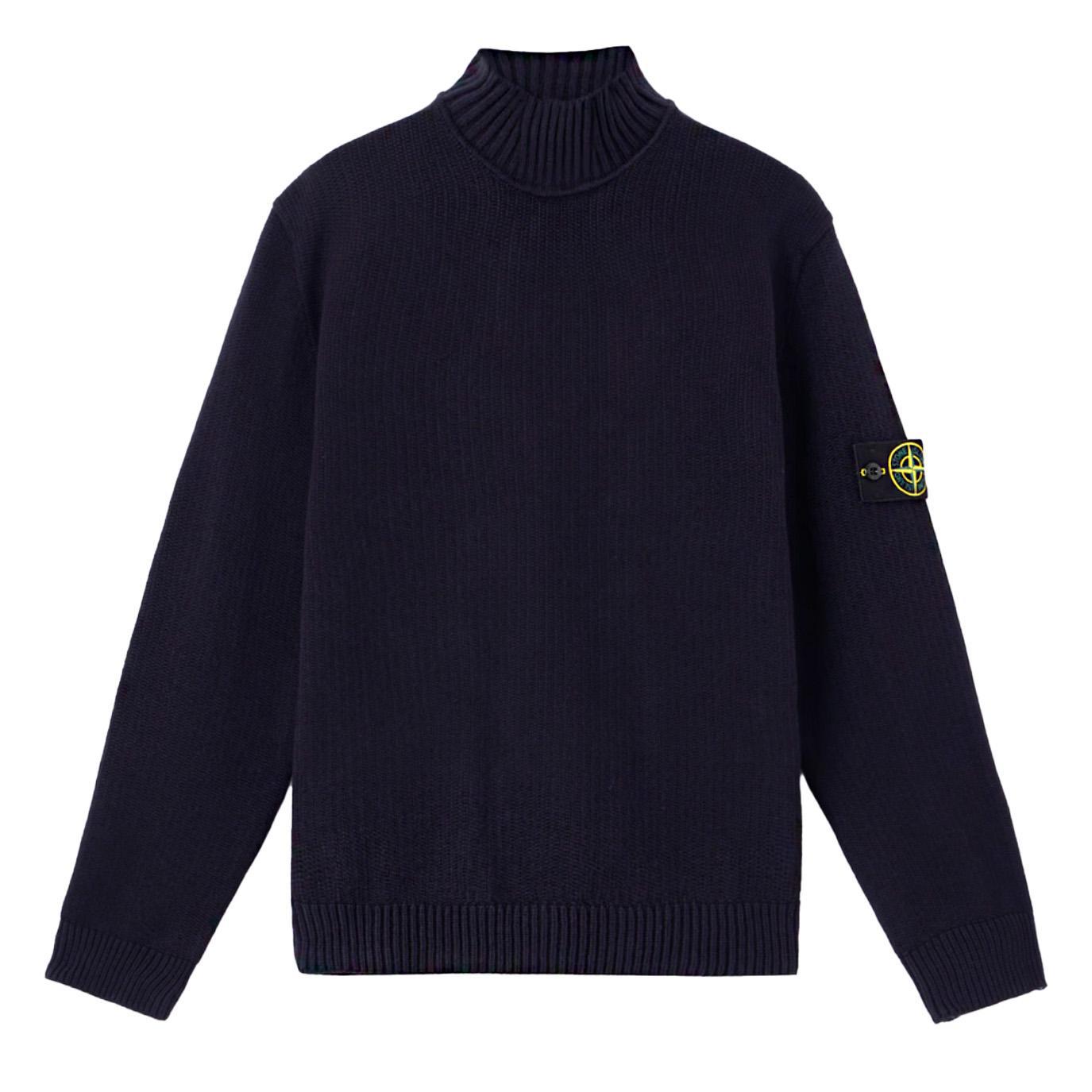 Stone Island Turtleneck Knit with Ribbed Trims in NavyKnitwearStone IslandDPUS Designer Outlet8053813460204SStone Island Turtleneck Knit with Ribbed Trims in Navy