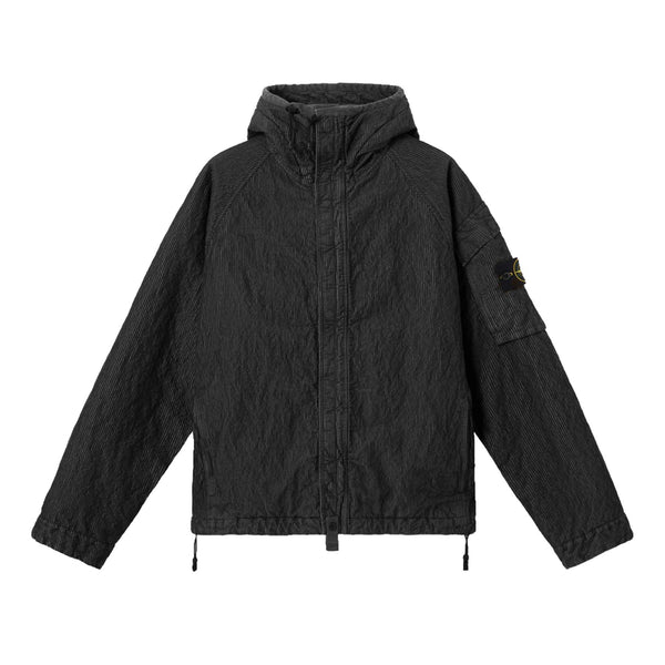 Stone Island] Wrinkled Corduroy 500-TC Hooded Jacket in Black
