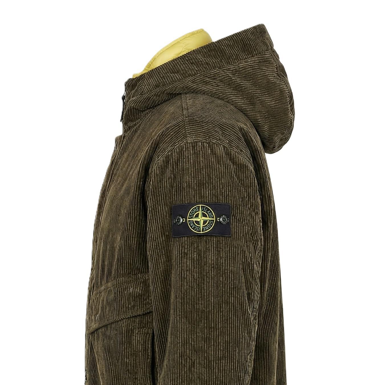 Stone Island Wrinkled Corduroy 500 - TC Hooded Parka with Detachable Down Lining in Military GreenCoats & JacketsStone IslandDPUS Designer Outlet8053813490959SStone Island Wrinkled Corduroy 500 - TC Hooded Parka with Detachable Down Lining in Military Green