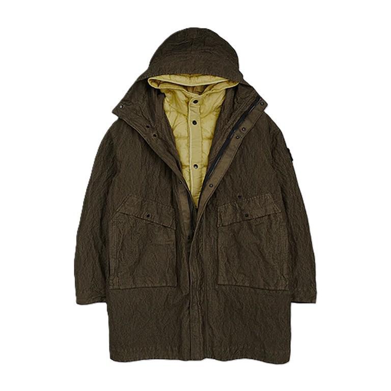 Stone Island Wrinkled Corduroy 500 - TC Hooded Parka with Detachable Down Lining in Military GreenCoats & JacketsStone IslandDPUS Designer Outlet8053813490959SStone Island Wrinkled Corduroy 500 - TC Hooded Parka with Detachable Down Lining in Military Green