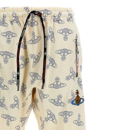 Vivienne Westwood All Over Logo Joggers in Cream/Blue