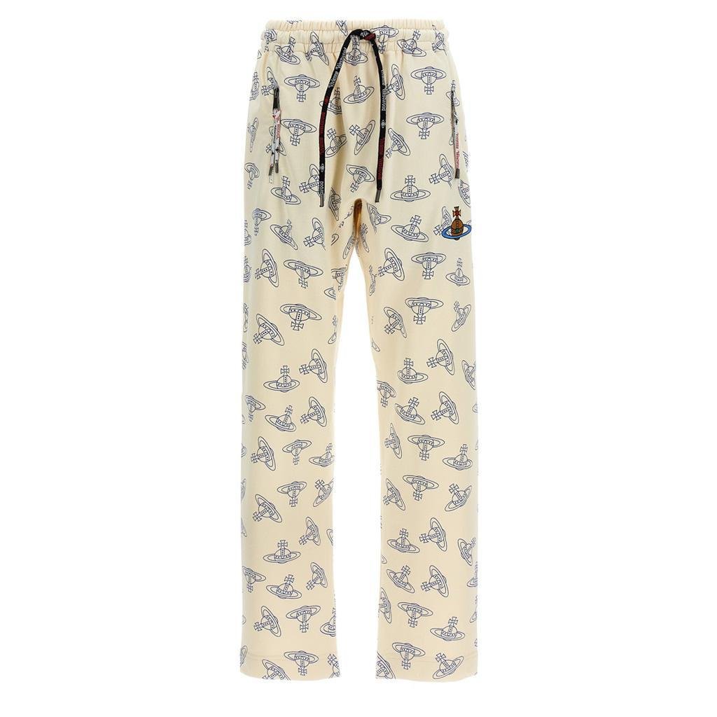 Vivienne Westwood All Over Logo Joggers in Cream/Blue