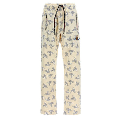 Vivienne Westwood All Over Logo Joggers in Cream/Blue