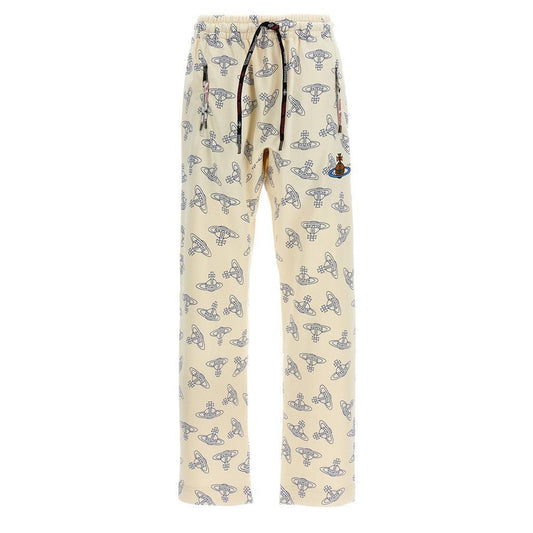 Vivienne Westwood All Over Logo Joggers in Cream/Blue