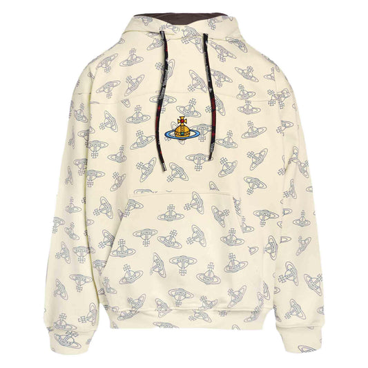 Vivienne Westwood All Over Orb Hoodie in Cream/Blue