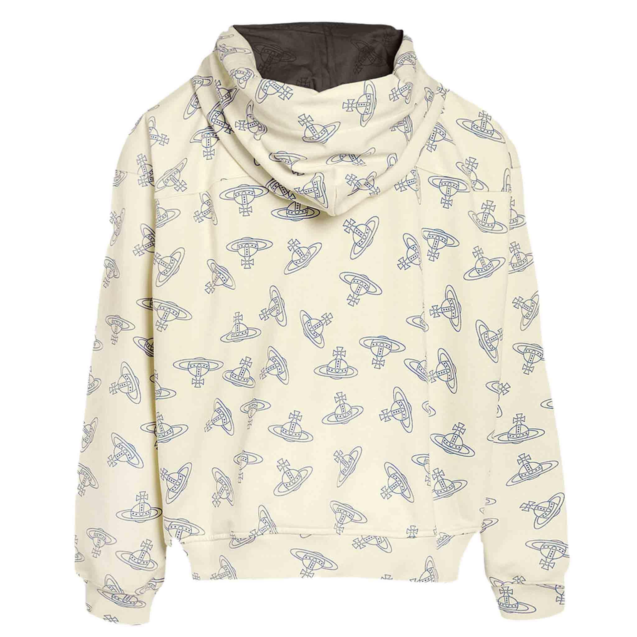 Vivienne Westwood All Over Orb Hoodie in Cream/Blue