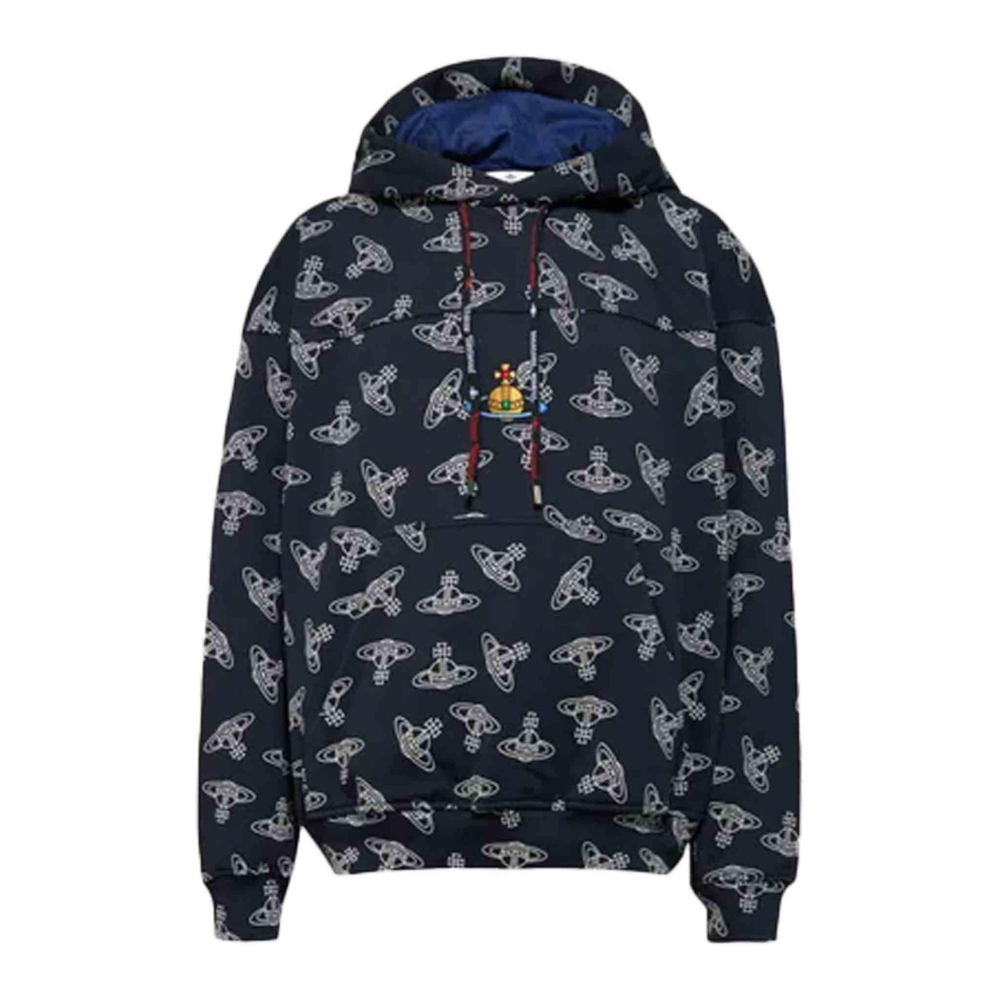Vivienne Westwood All Over Orb Hoodie in Navy/White
