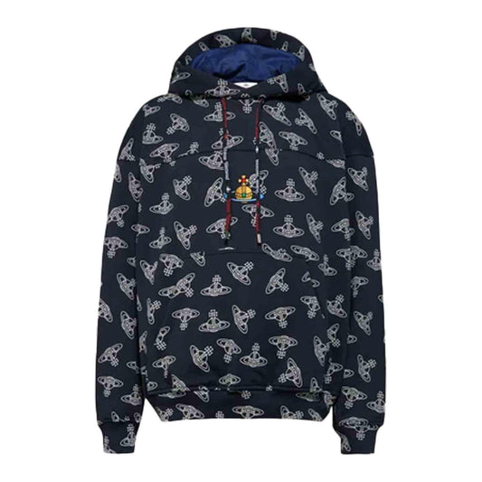 Vivienne Westwood All Over Orb Hoodie in Navy/White