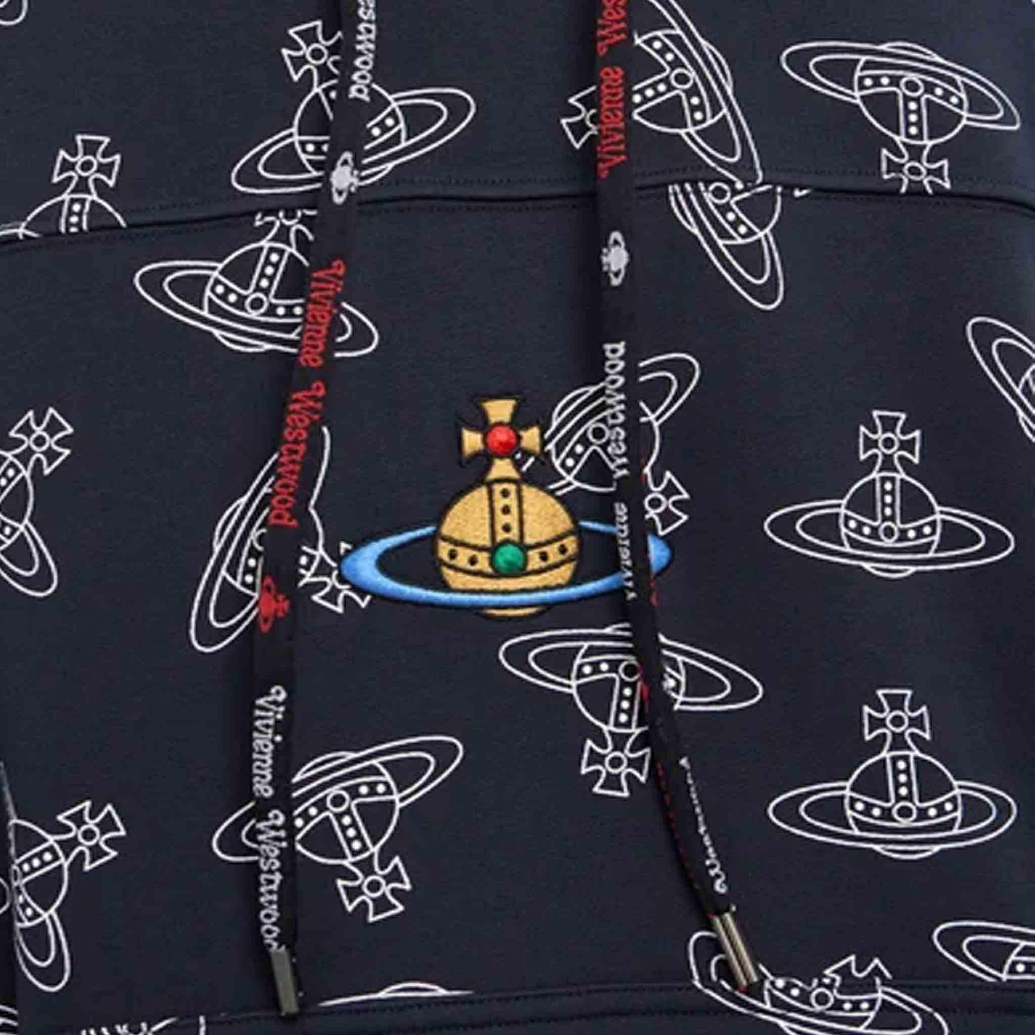 Vivienne Westwood All Over Orb Hoodie in Navy/White