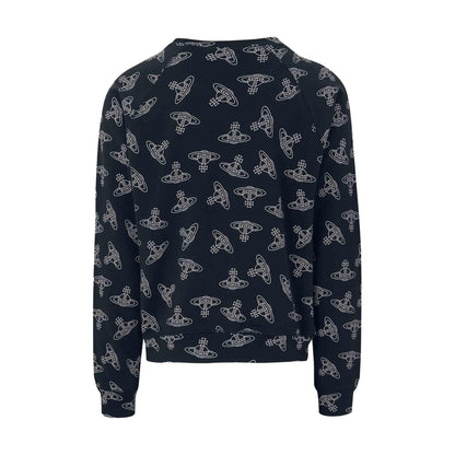 Vivienne Westwood All Over Orb Sweatshirt in Navy/White