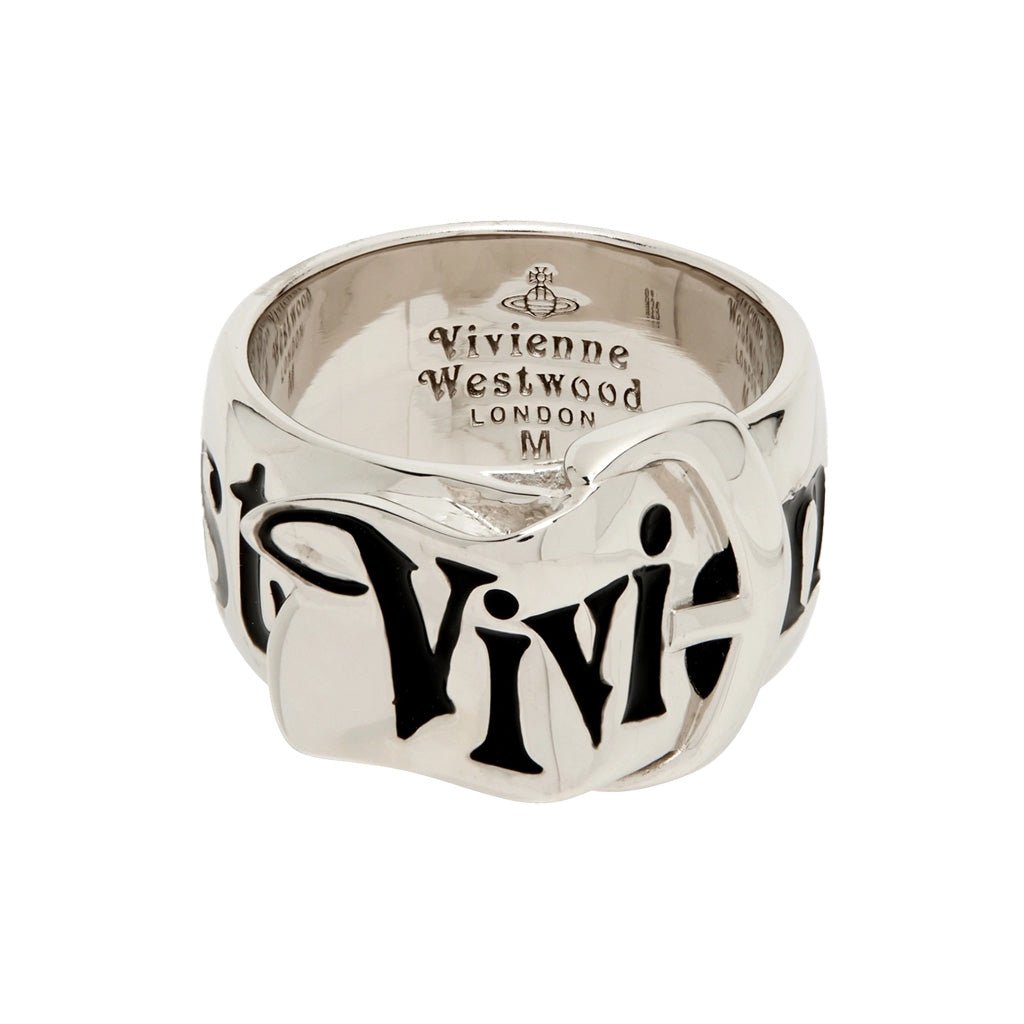 Vivienne Westwood Belt RingJewelleryVivienne WestwoodDPUS Designer Outlet8050889867593Platinum/Black EnamelXSVivienne Westwood Belt Ring