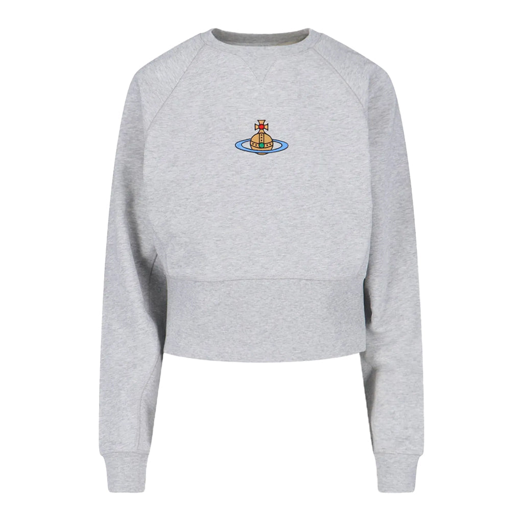 Vivienne Westwood Embroidered Centre Orb Raglan Cropped SweatshirtSweatshirtsVivienne WestwoodDPUS Designer Outlet044366048450Grey MelangeXSVivienne Westwood Embroidered Centre Orb Raglan Cropped Sweatshirt